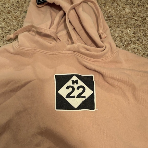 M22 Women's Tan Cropped Hoodie - Picture 5 of 7
